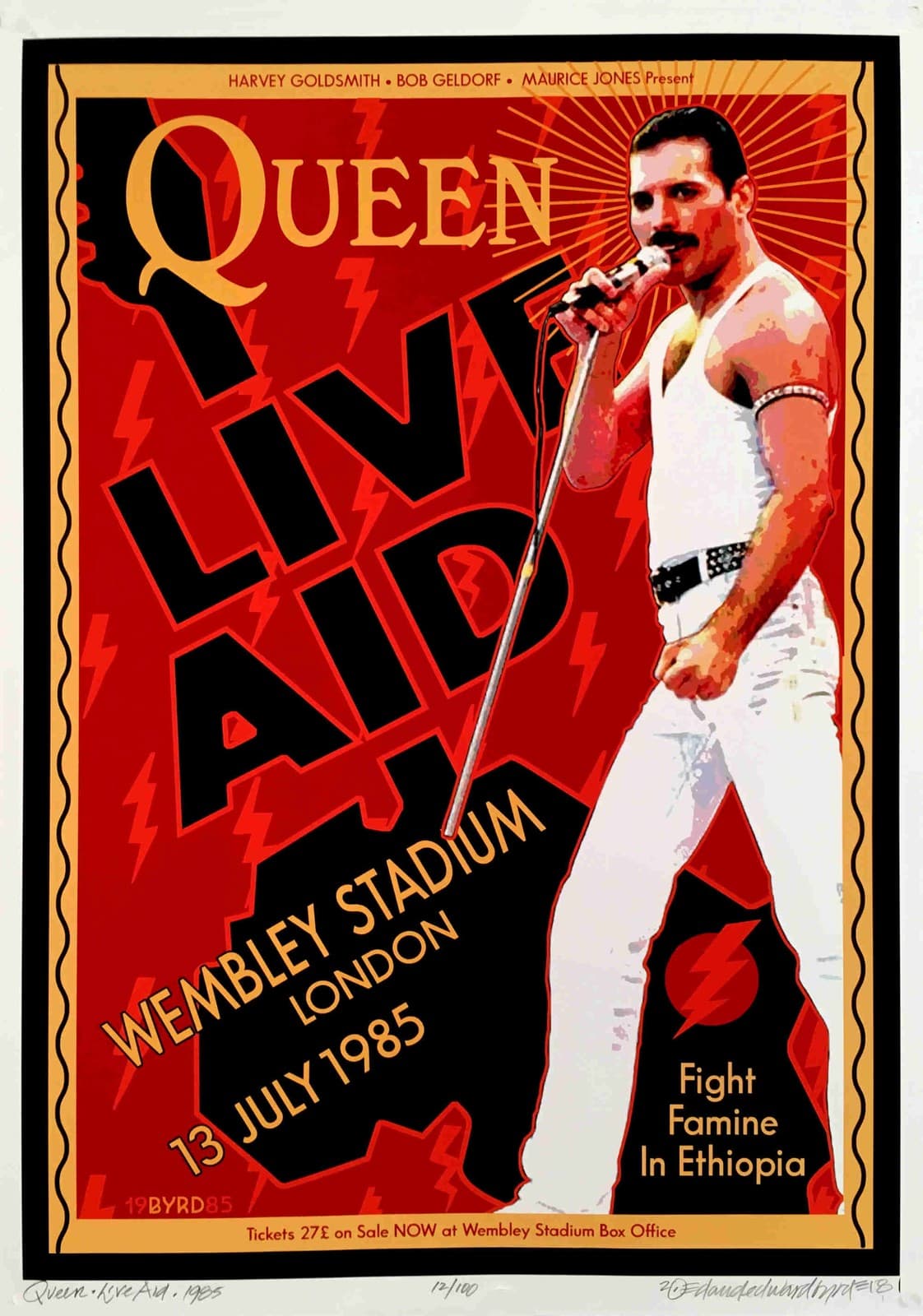 QUEEN Poster Live Aid 1985 Wembley Hand-Signed New Tribute David Byrd S/N COA