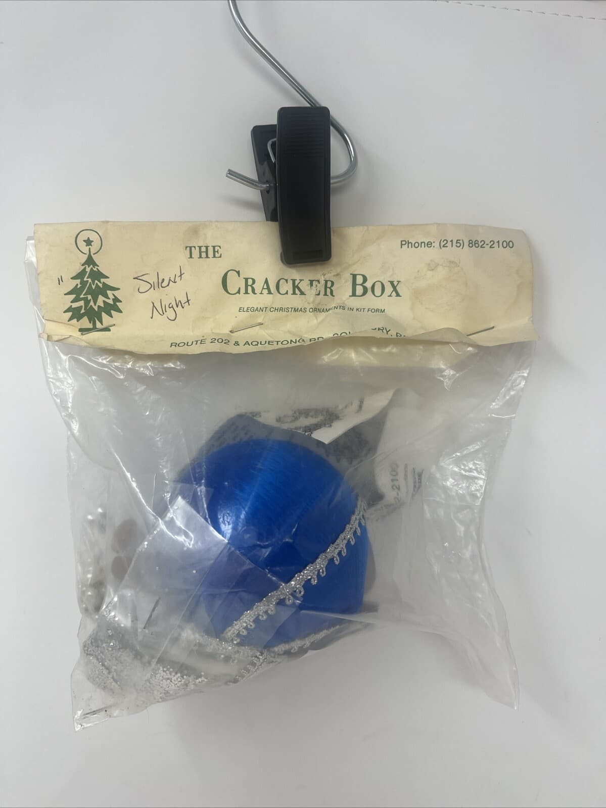 VTG The Cracker Box Beaded Satin Christmas Ornament Craft Kit Silent Night NOS