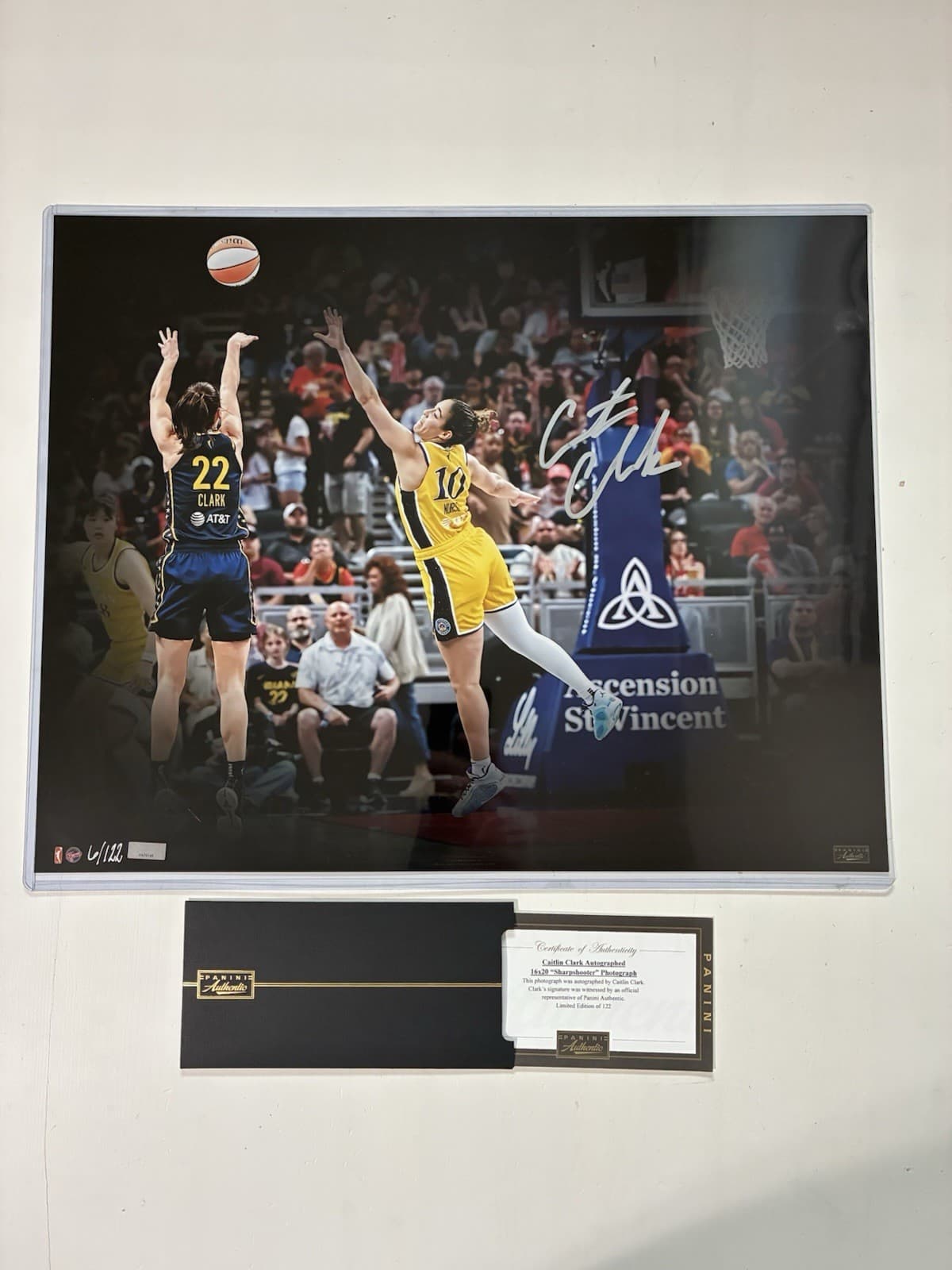 6/122 PANINI CAITLIN CLARK AUTOGRAPHED 16X20 PHOTOGRAPH Signed