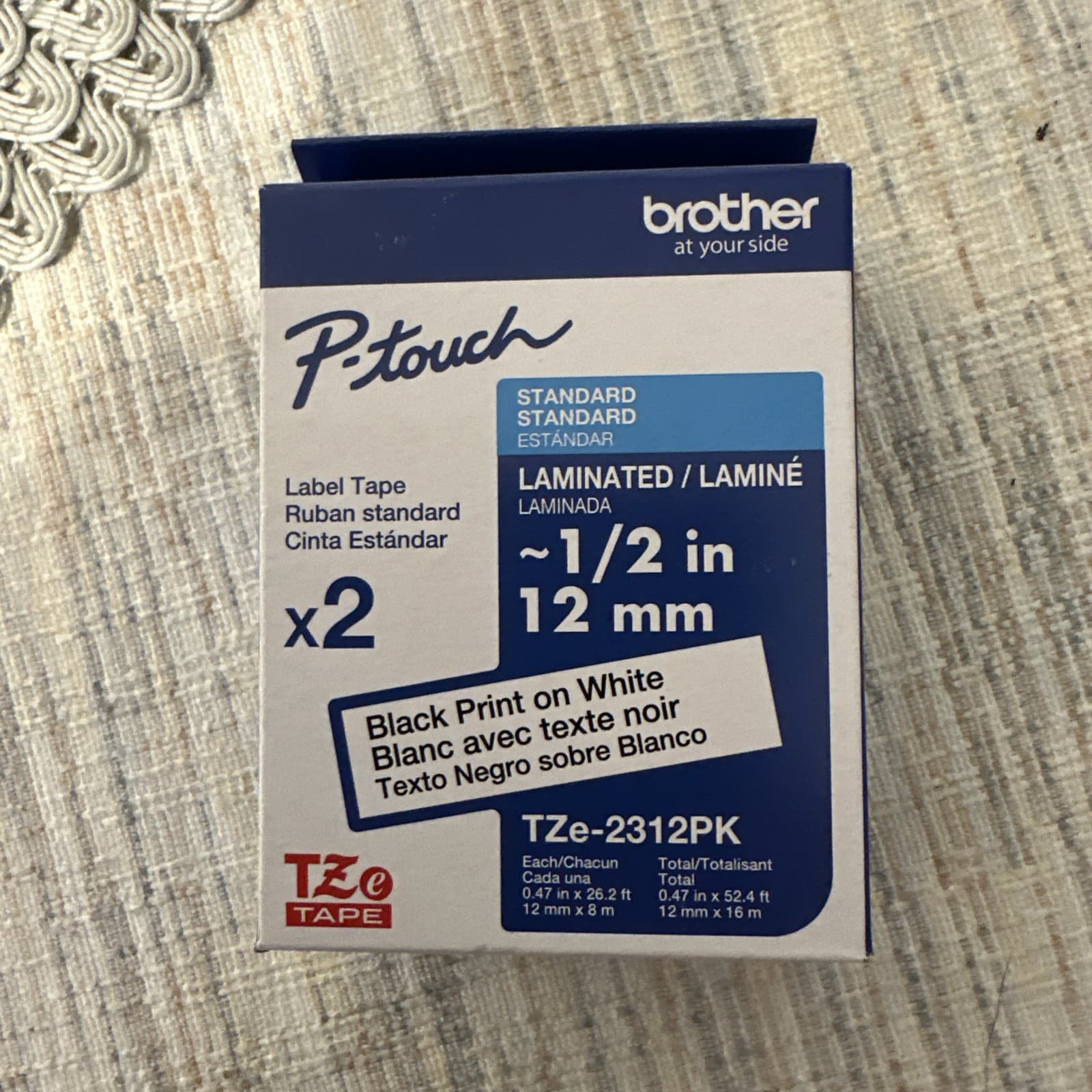 2 Label Tapes Genuine Brother TZe-231 P-touch Laminated Label Tape 1/2" x 26.2'