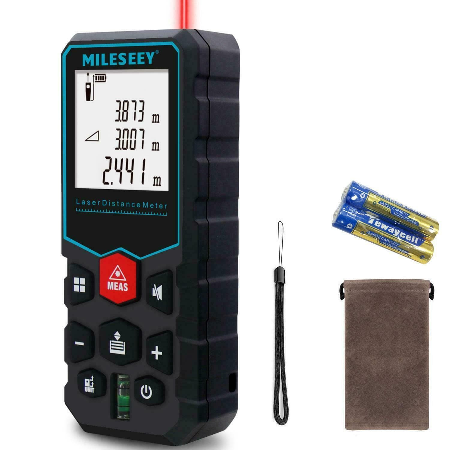 Mileseey Laser Measure 165ft,Laser Distance Meter 50M(M/in/F) with Bubble Level
