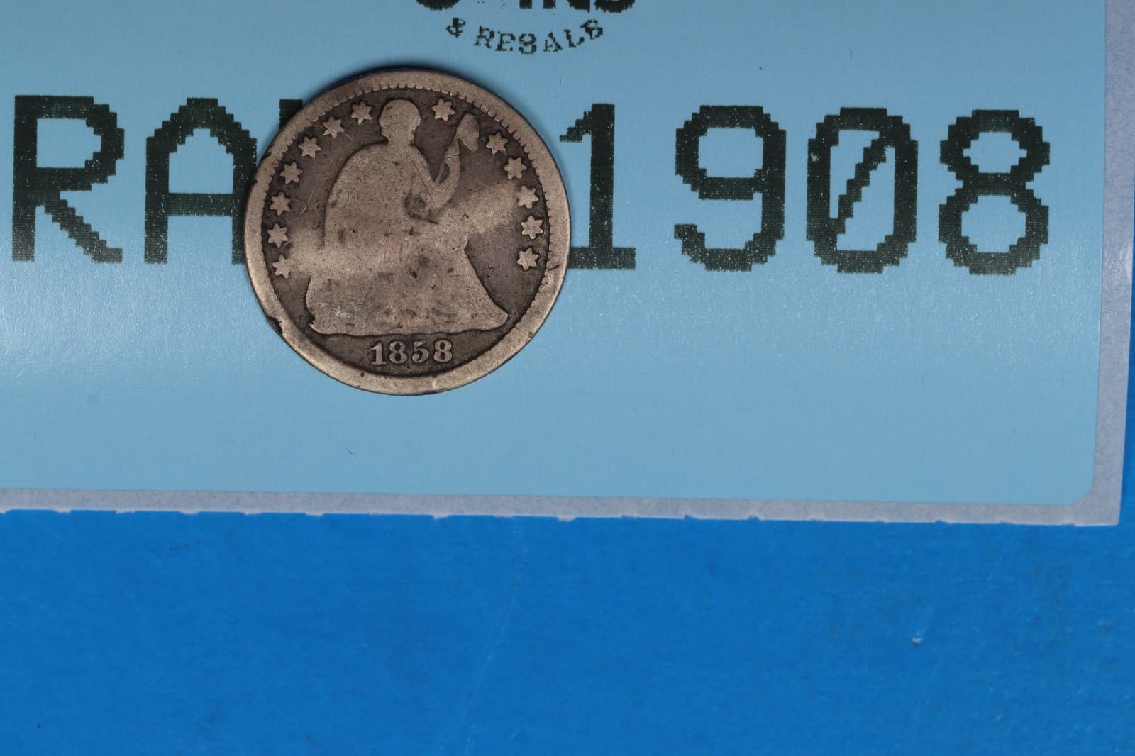 1858-O BENT 10C SEATED LIBERTY SILVER HALF DIME Early US Type RAW-1908