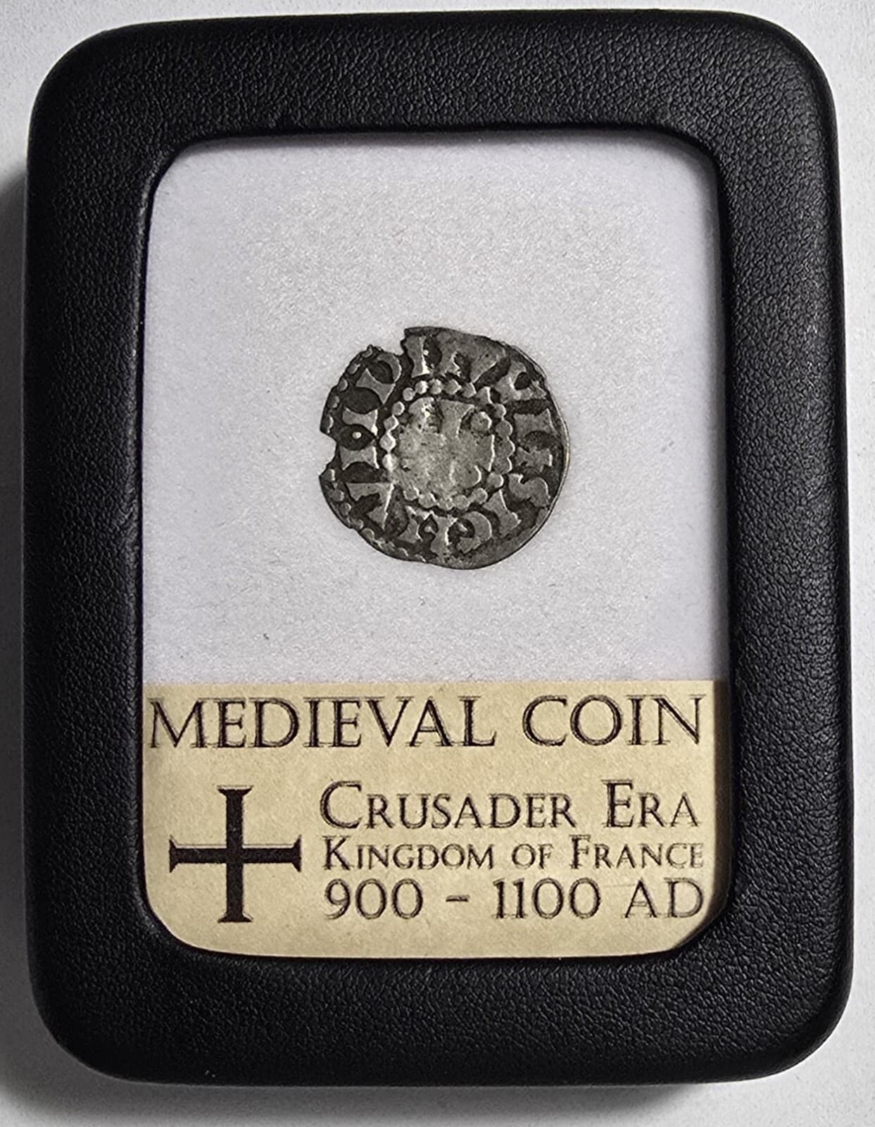 Rare 900-1100 AD French Silver Medieval Coin Crusader Era in a Display Box