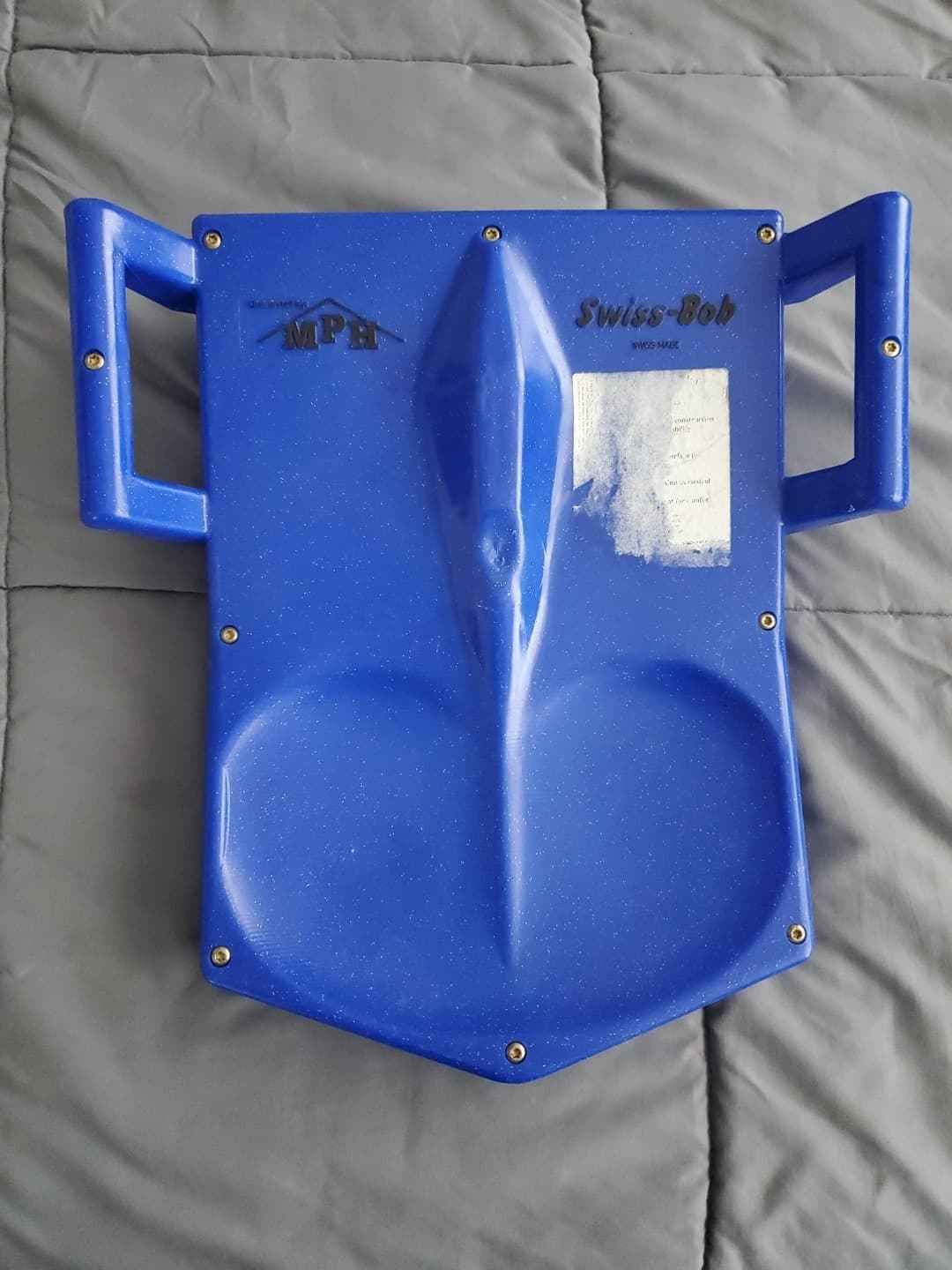 Swiss-Bob Snow Sled Luge Blue Sparkles VTG MPH Gently Used Swiss Made