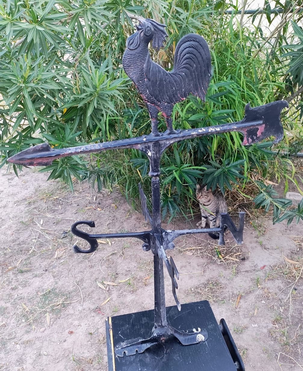 19th Century Copper Rooster Chicken Farm Weathervane-Very Nice-Patina!