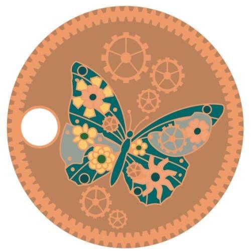 33459 - Steampunk Butterfly pathtag (geocoin alt) geocaching swag