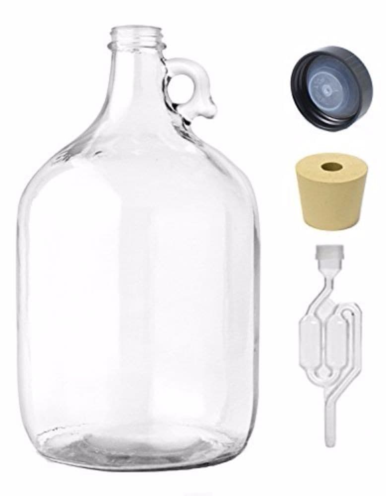 Home Brew Ohio 1 Gallon Jug W/TwinBubble Airlock,Polyseal Lid,#6.5 drilled