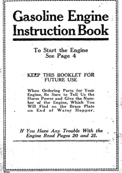 Gasoline Engine Instruction Book for Sparta Economy Book