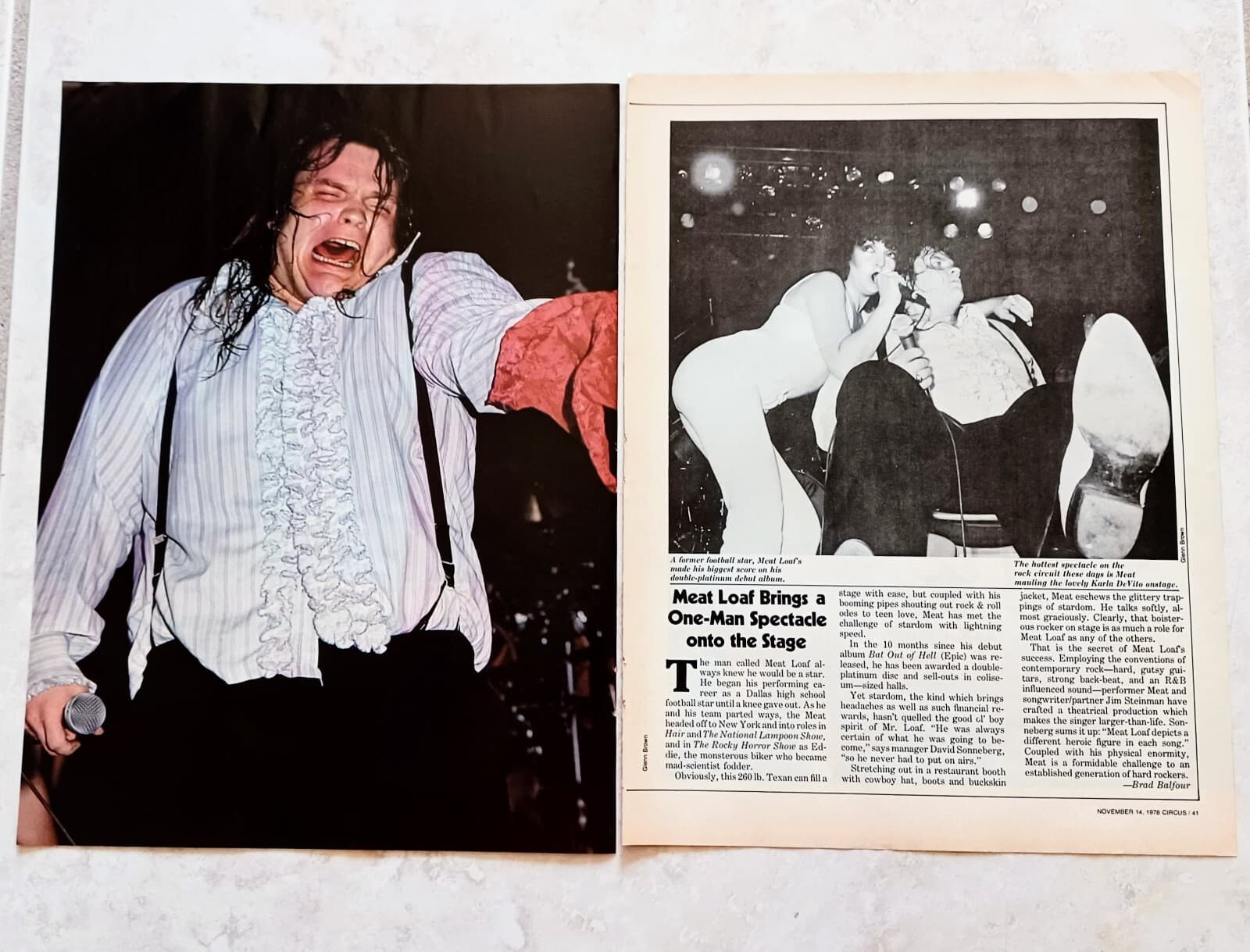 MEAT LOAF~ORIG 1978 POSTER & ARTICLE~VTG FULL PAGE PRINT MAGAZINE PINUP CLIPPING