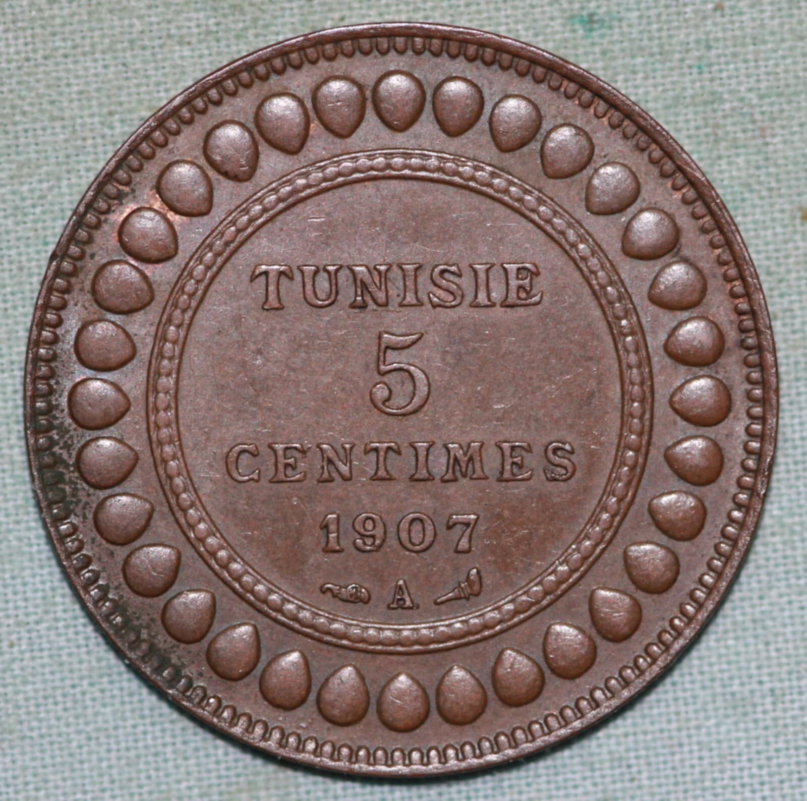 Tunisia 1907 A ~ 5 Centimes ~ Uncirculated Great Cindition.