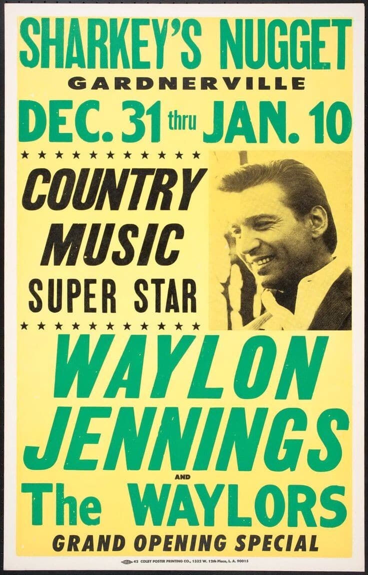 Waylon Jennings Country Music Superstar 13" x 19" Re-Print Music Concert Poster