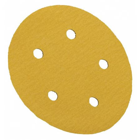Hook-And-Loop Sanding Disc, 5" Dia, 5 Hole, Aluminum Oxide, 80 Grit, Coated