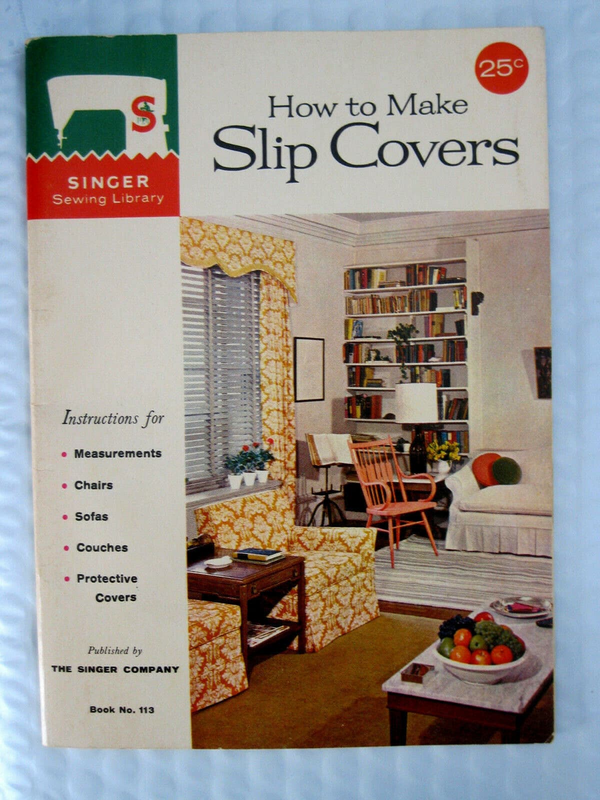 Singer Sewing Library 113 How To MAKE SLIP COVERS 1961 32pg booklet