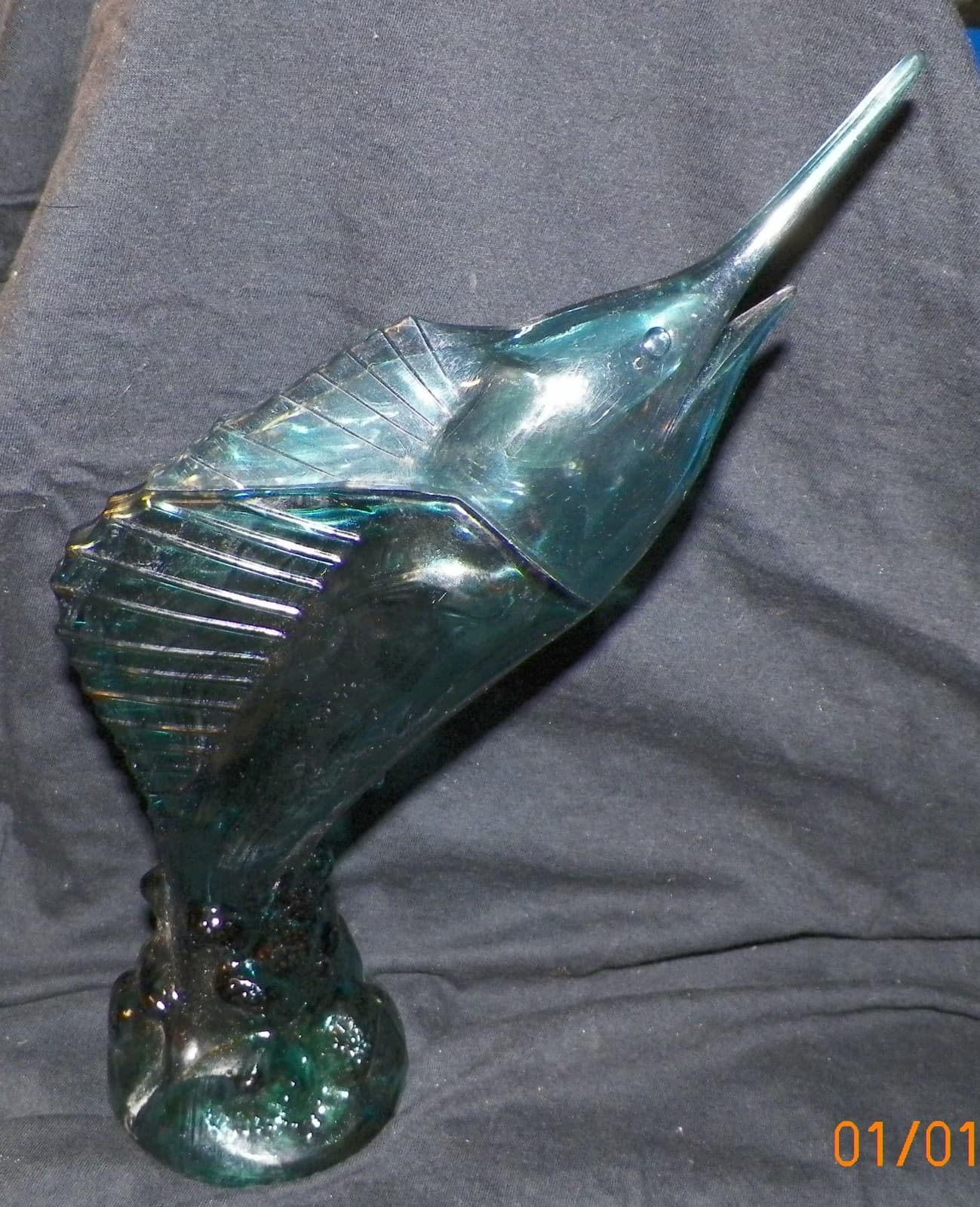 Vintage Avon Blue Marlin Sea Trophy Collectable Bottle, Glass Fish - Empty