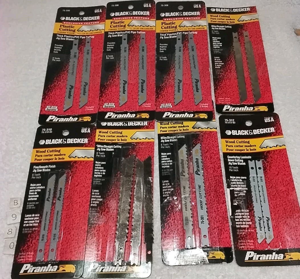 20pc BLACK & DECKER "PIRANHA" ASSORTED SIZES WOOD CUTTING JIGSAW BLADES USA 🇺🇸
