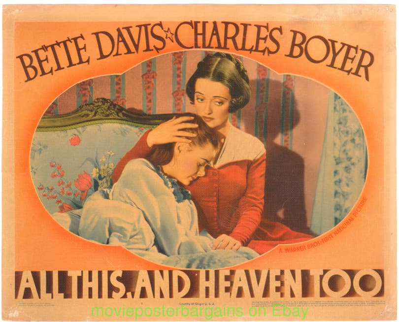 ALL THIS, AND HEAVEN TOO 1940 LOBBY CARD #1 BETTE DAVIS