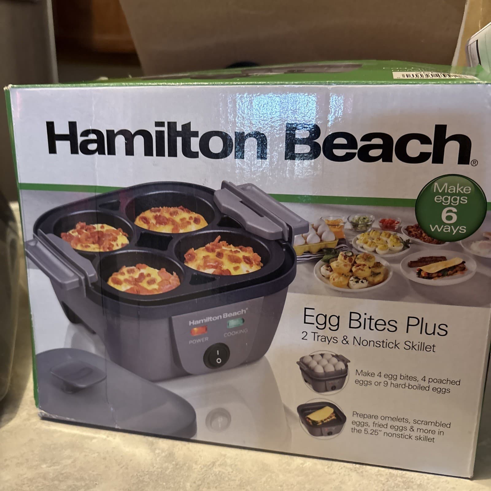 New In Box Hamilton Beach Egg Bites Plus Make Eggs 6 Ways Open Box