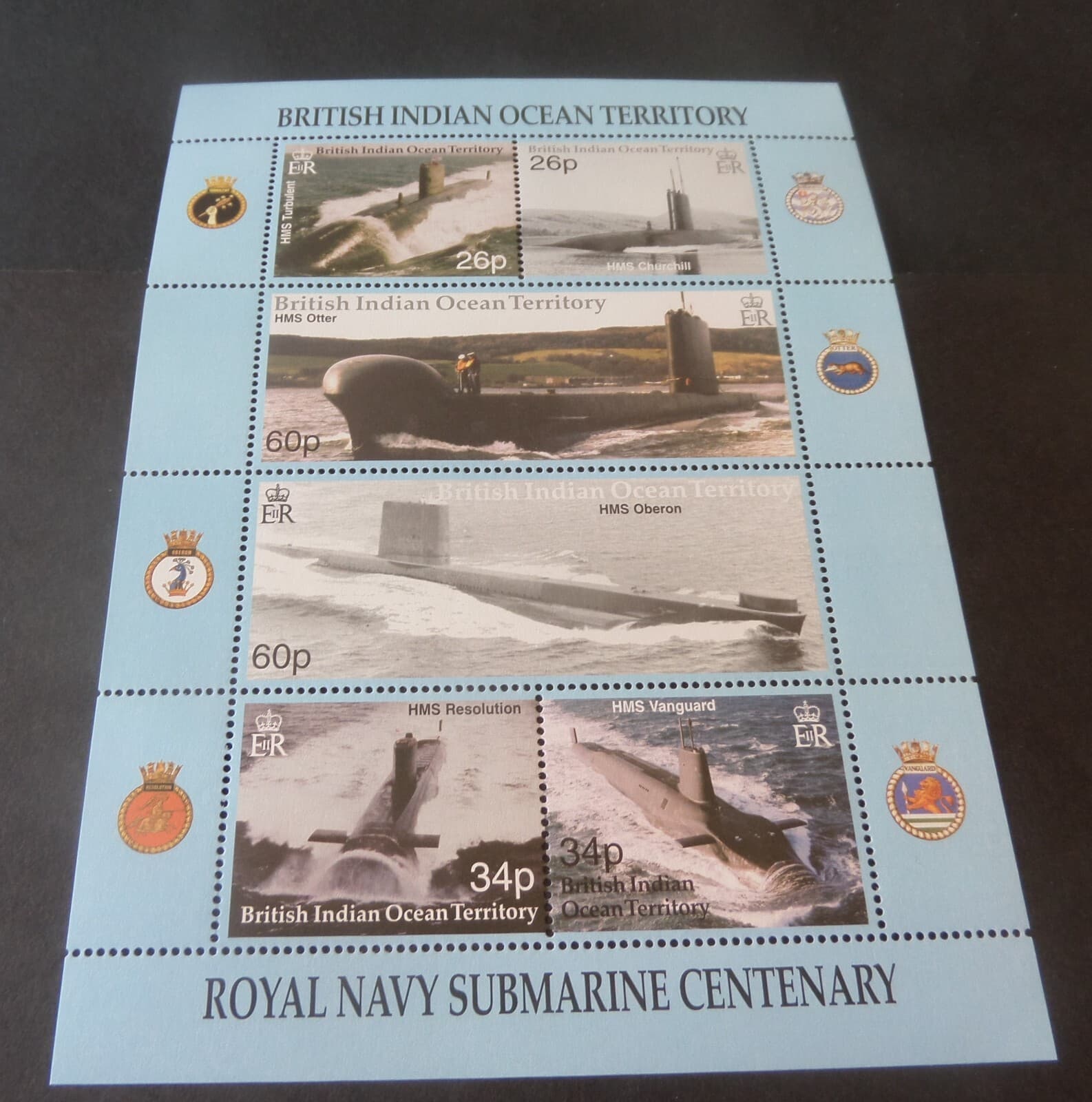 BIOT Indian Ocean 2001 Cent Royal Submarine SG247/52 sheet MNH UM unmounted mint