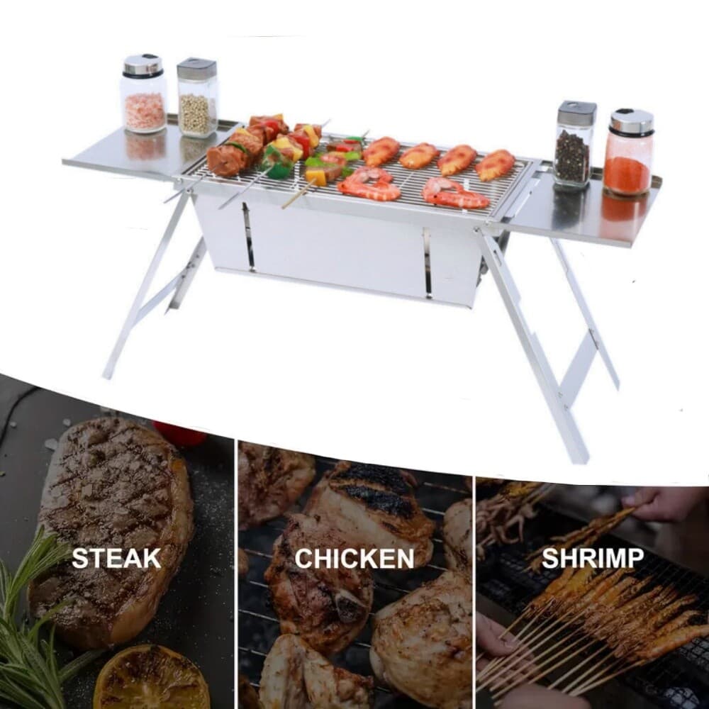 Foldable Compact Barbecue BBQ Grill Charcoal Stove Shish Kabob Camping Cooker