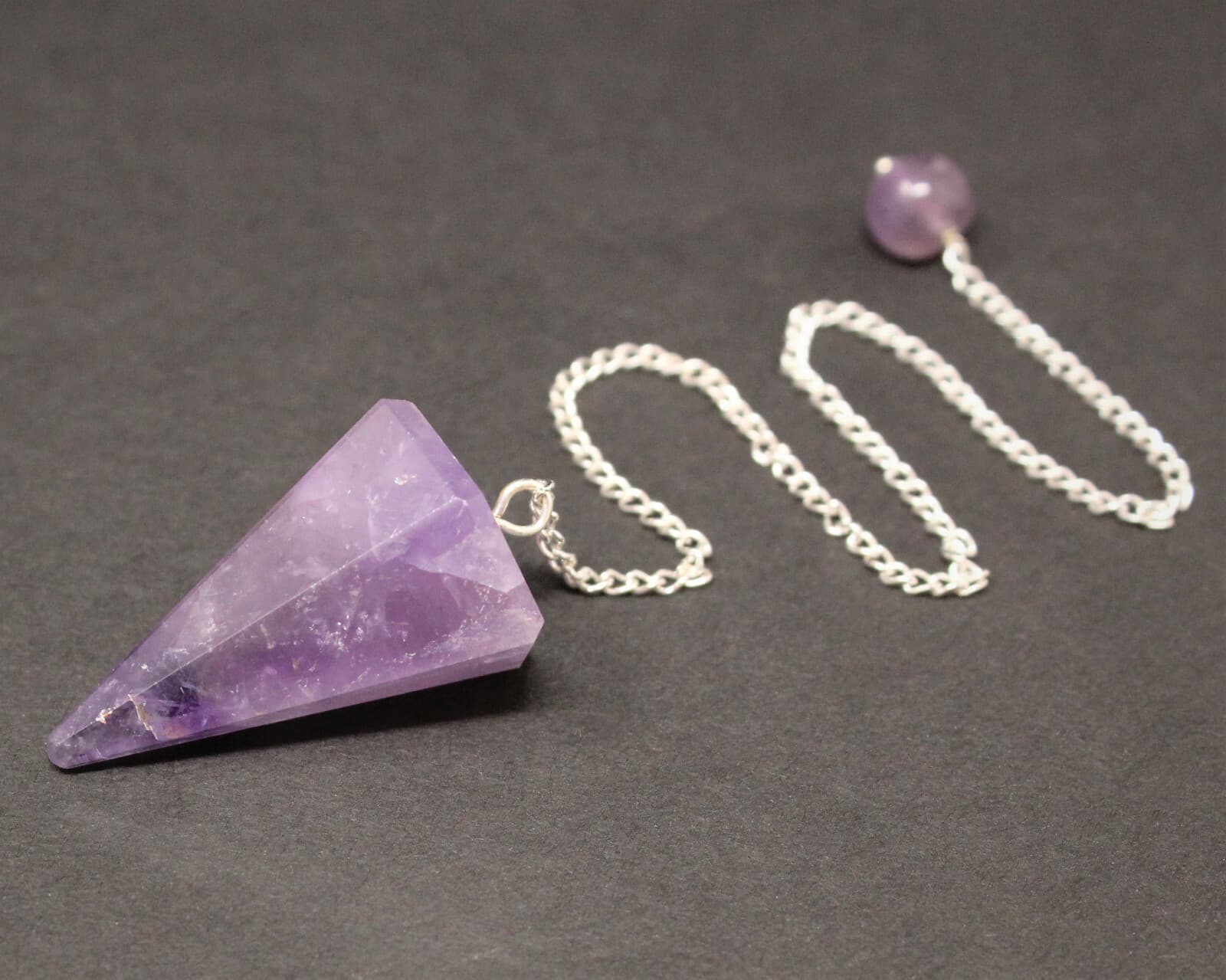 Amethyst Faceted Pendulum with Chain (Natural Crystal Reiki)