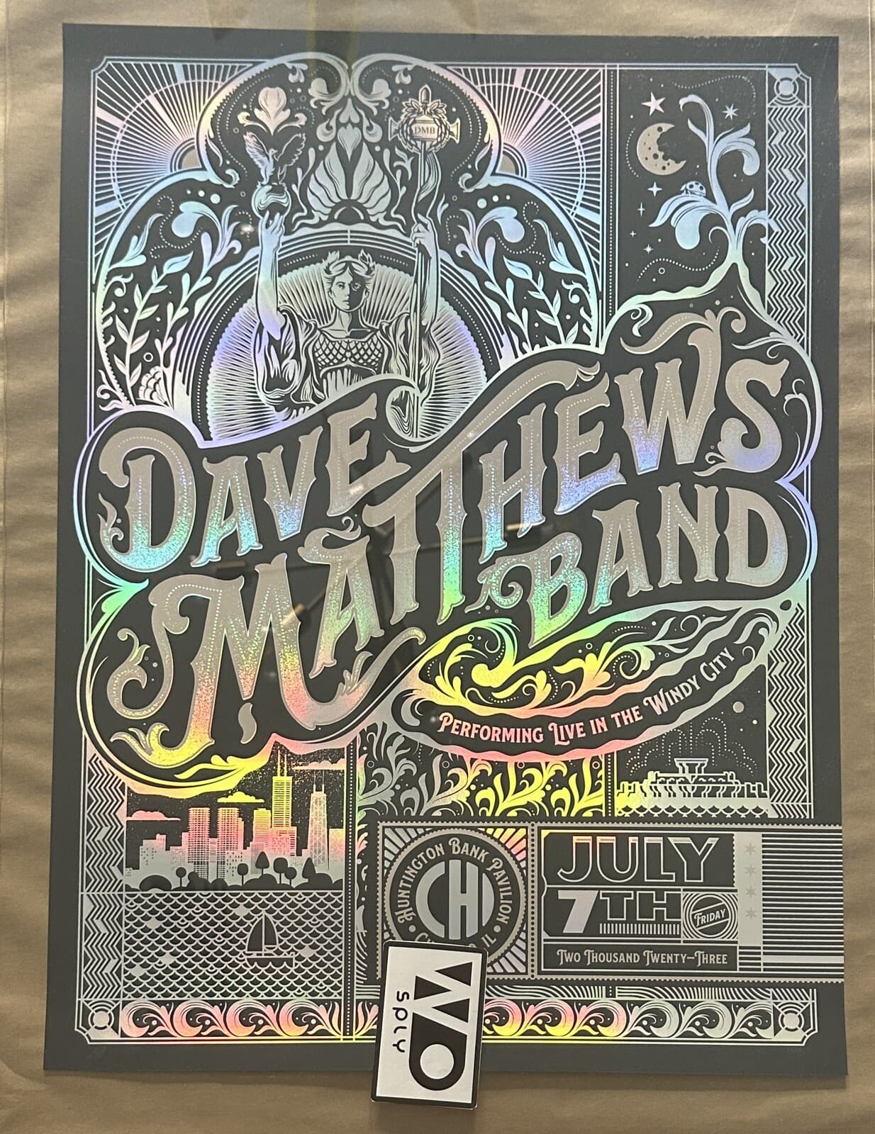 OFFICIAL RAINBOW FOIL Dave Matthews Band Chicago IL N1 July 7 2023 AP S/N Poster