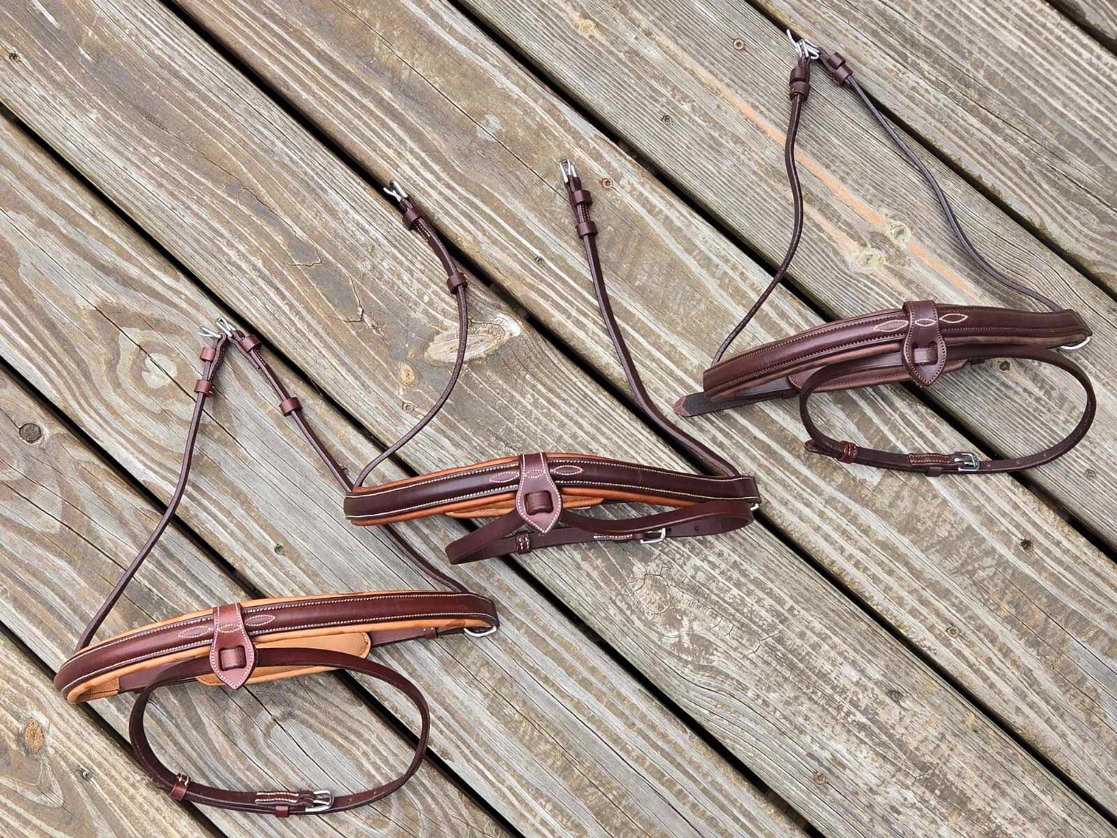 CWD Fancy Stitch Padded Monocrown Crank Caveson Noseband-Size 4-New-COLOR CHOICE