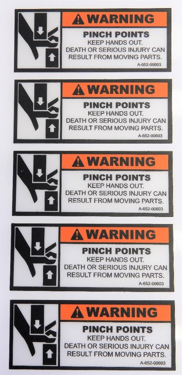 (Lot of 5) Warning Pinch Points Label Safety Decal Keep Hands Out 4.25" x 1.75"