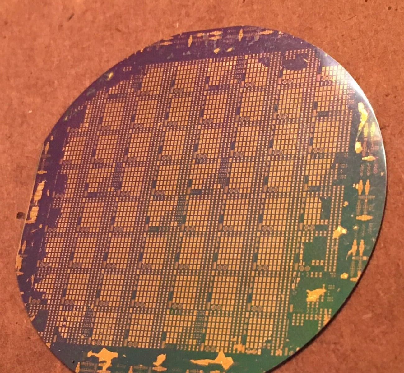2" Gold Silicon Wafer Unique Extremely Rare RF NAND, Bell Labs? Wafer