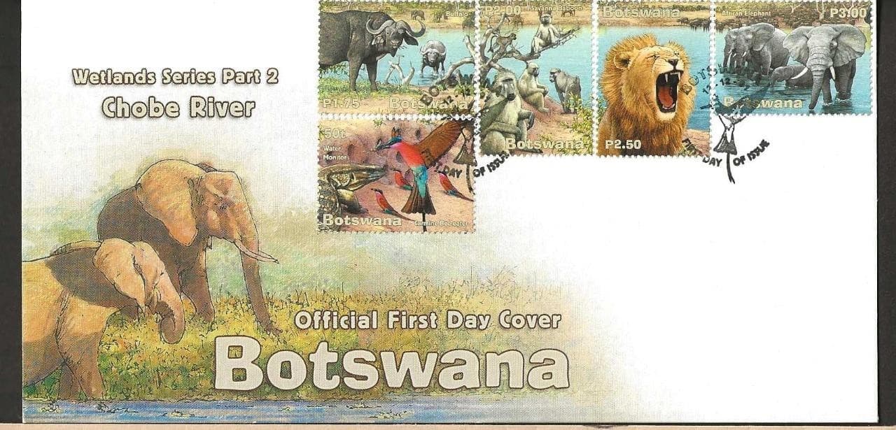 BOTSWANA, 2001 WETLANDS SERIES , CHOBE RIVER ILLUSTRATED FDC
