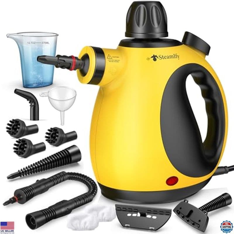 Powerful Handheld Steam Cleaner - Multi-Surface Steamer with 12 Accessories,