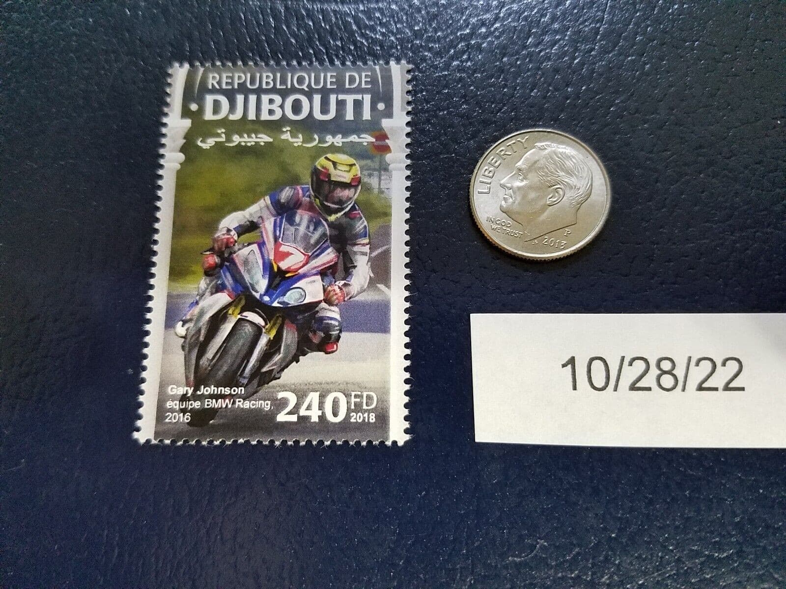 Gary Johnson BMW Racing Motorcycle Racer 2018 Republique De Djibouti Stamp