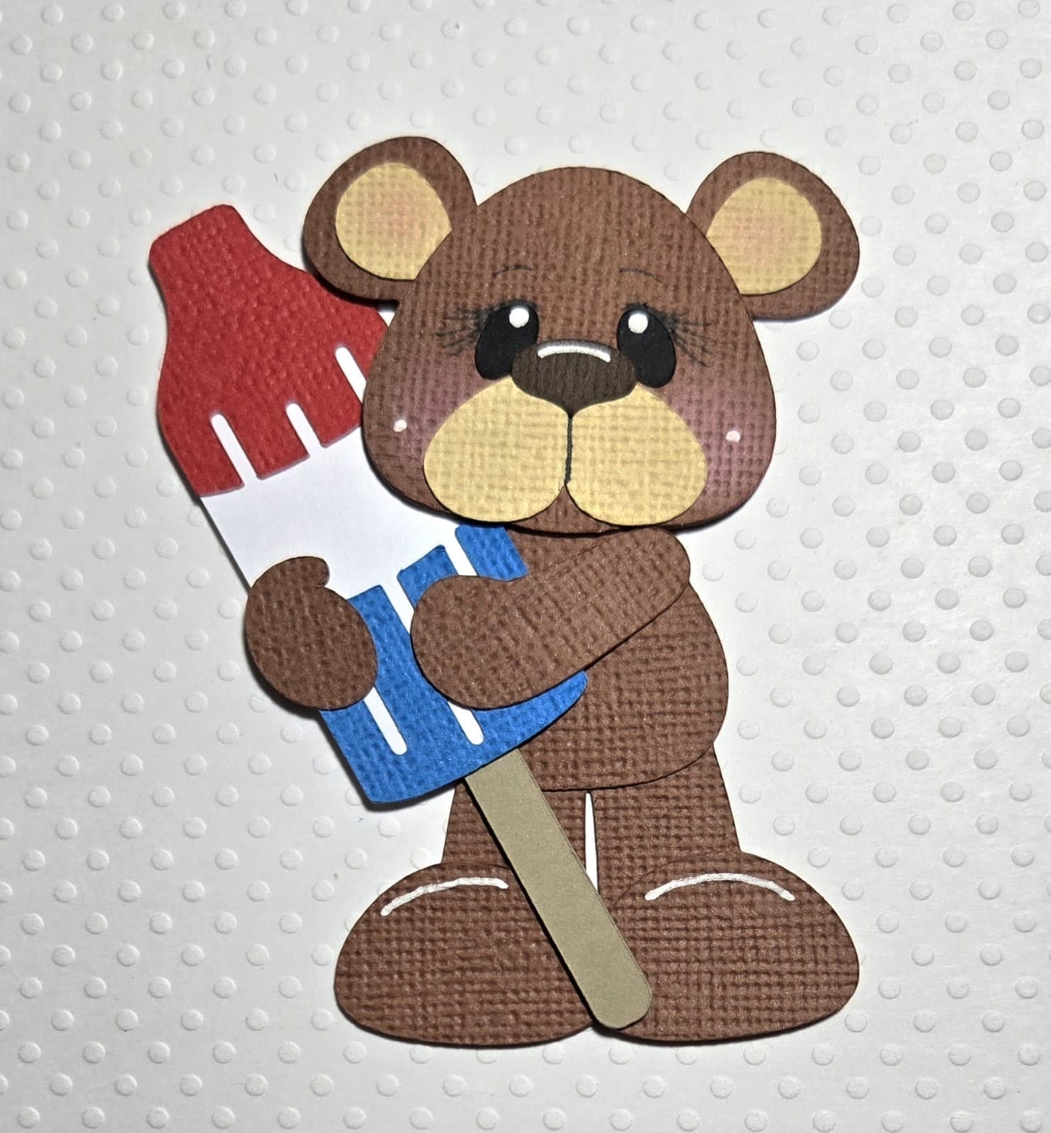 4th of July Popsicle Boy Bear. Scrapbook, Card making Paper Piecing