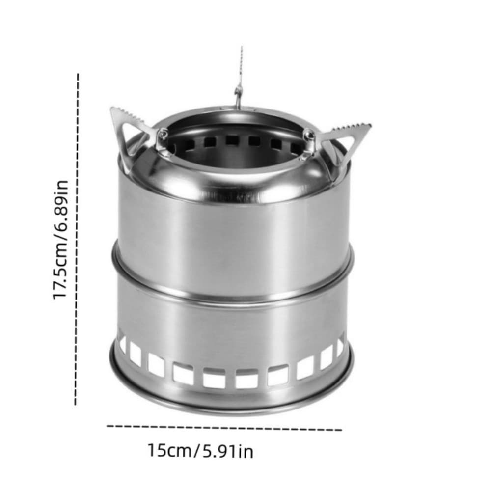 Stainless Steel Wood Stove Portable Burner Outdoor Cooking Picnic w/ Storage Bag