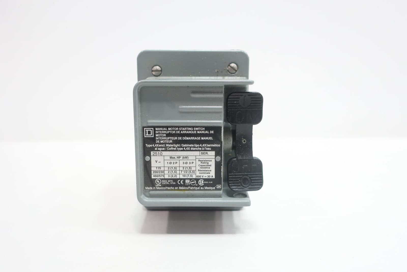 Square D 2510-KW2 Manual Motor Starting Switch 30a