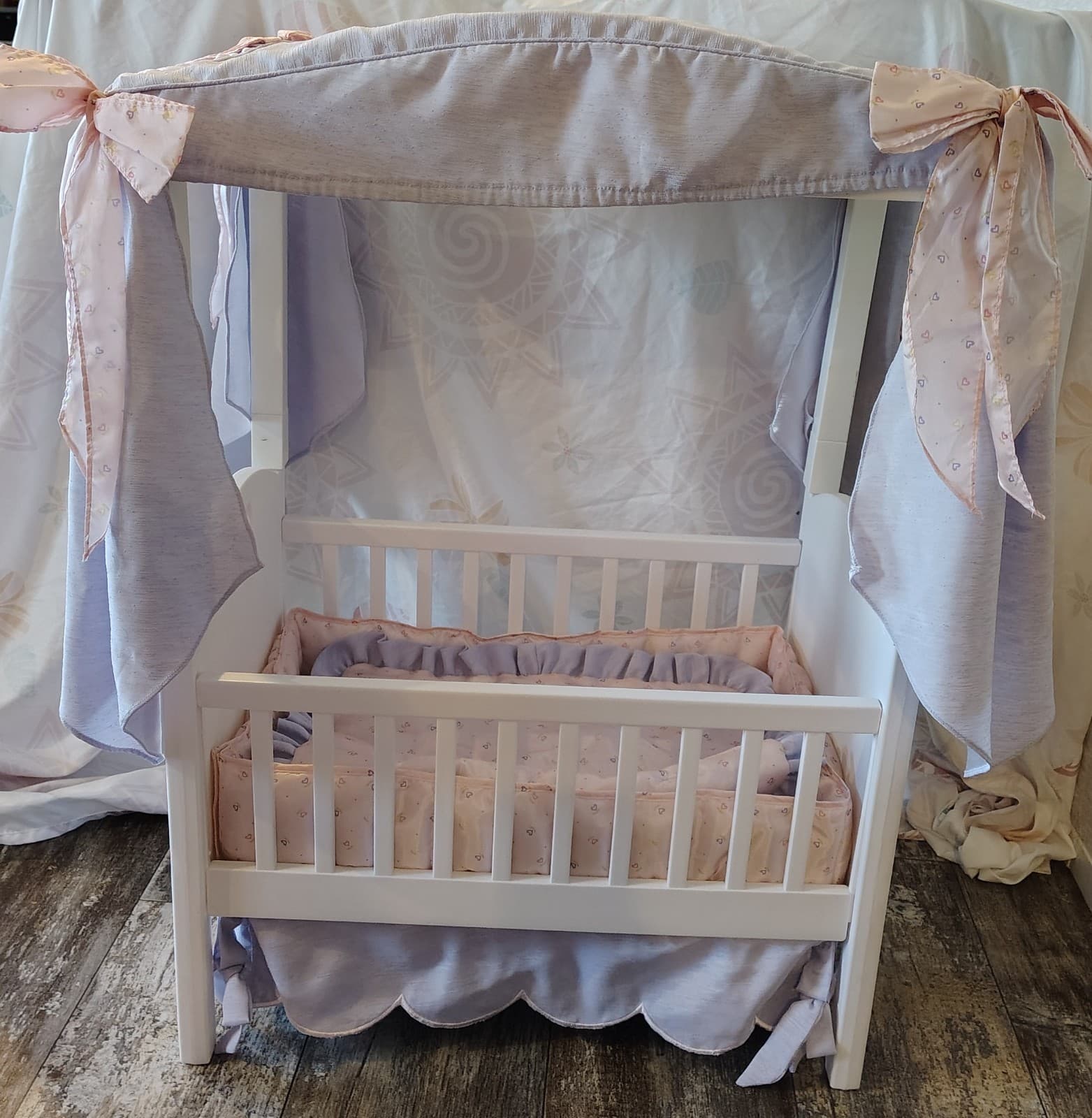 Retired Bitty Baby American Girl Bed With Canopy And Bedding *Read Description*