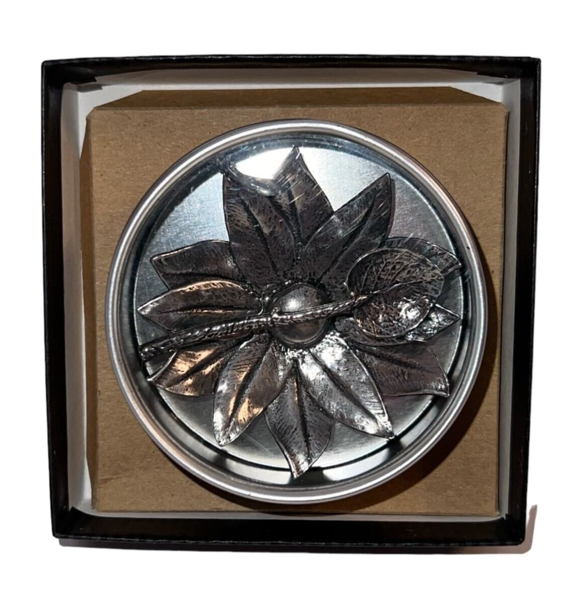 Clay Company Vineyard Gardens Pewter Salt Cellar With Spoon Sunflower Design