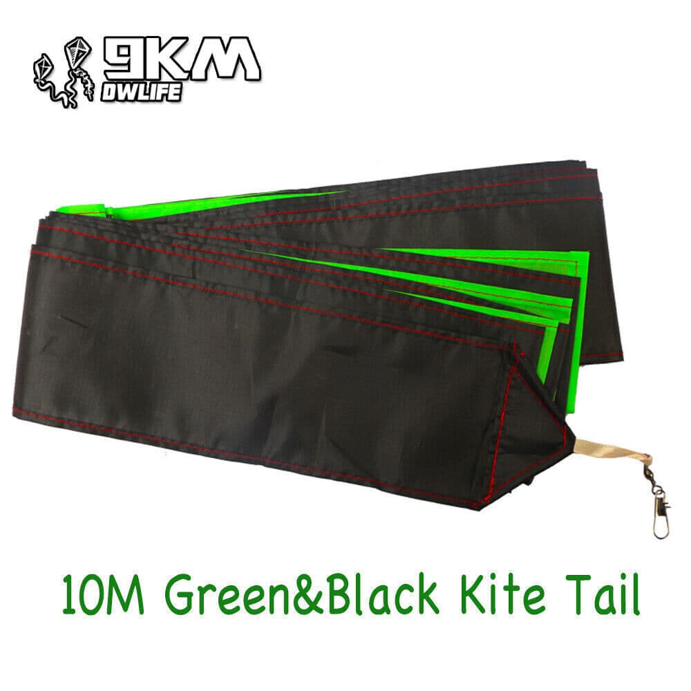 10M/32ft Black & Green & Rainbow Kite Tail for Single Line Kites Outdoor Toys