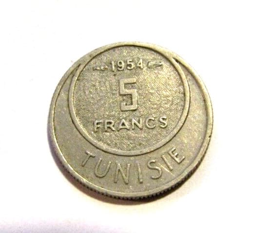 Tunisia 1954/AH1373 5 Francs Coin