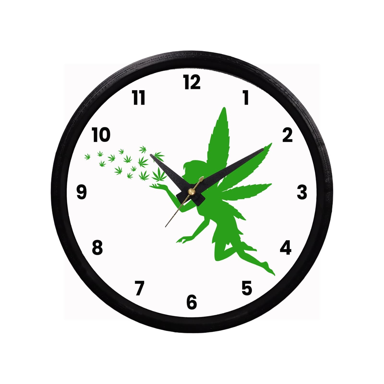 Wall Clock with Marijuana Fairy and Pot Leaf Pixy Dust Weed Pot Cannabis Gift