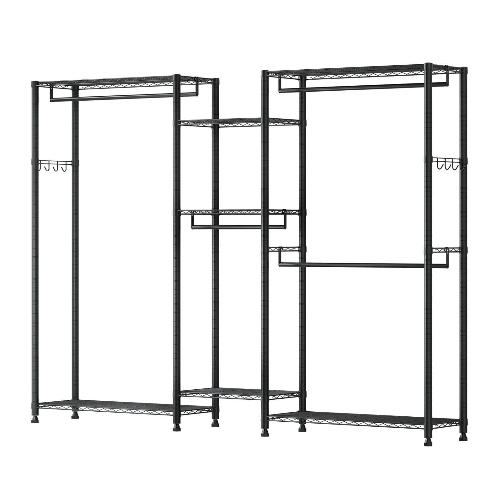 Uimoso Adjustable Height Clothes Rack with 4 Hanging Rods for Wardrobe Storage