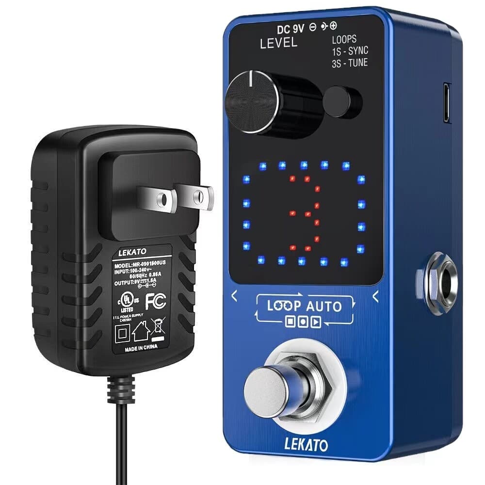 LEKATO Looper Guitar Effect Pedal 18 Mins 3 Slot Wave Loop Record + US Plug
