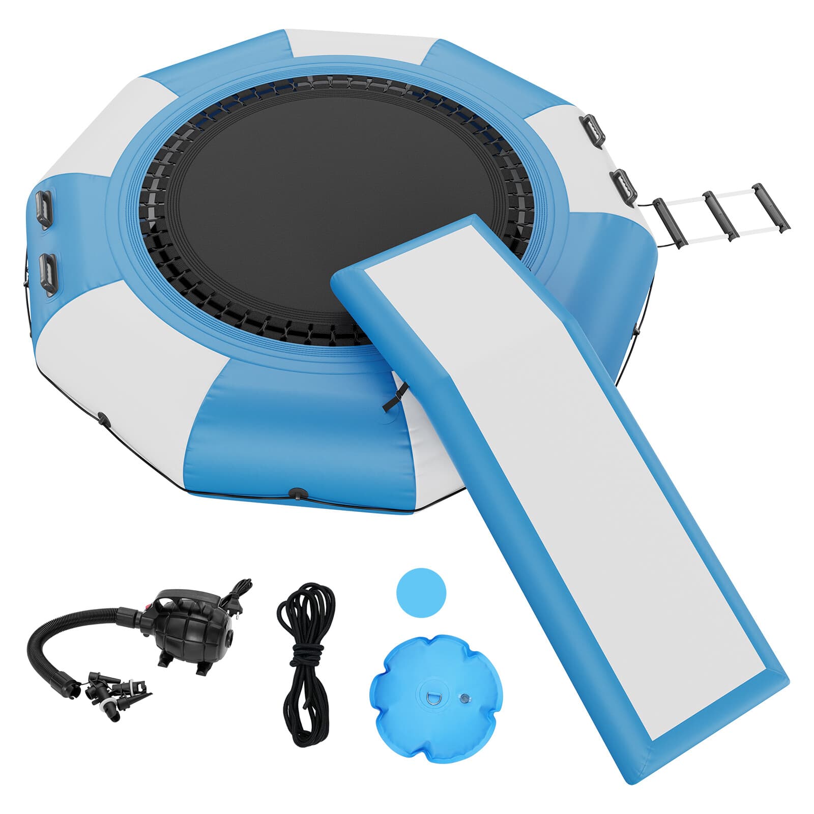 Uimoso10ft Inflatable Water Trampoline Swim Platform Bounce with Slide Pool Lake