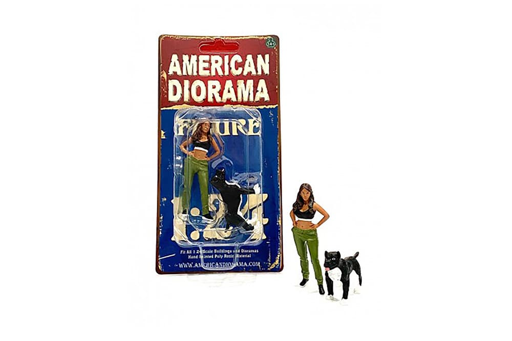 Lowriders IV 1:24 Scale American Diorama Figurine Figure Lady Female 3" w Dog