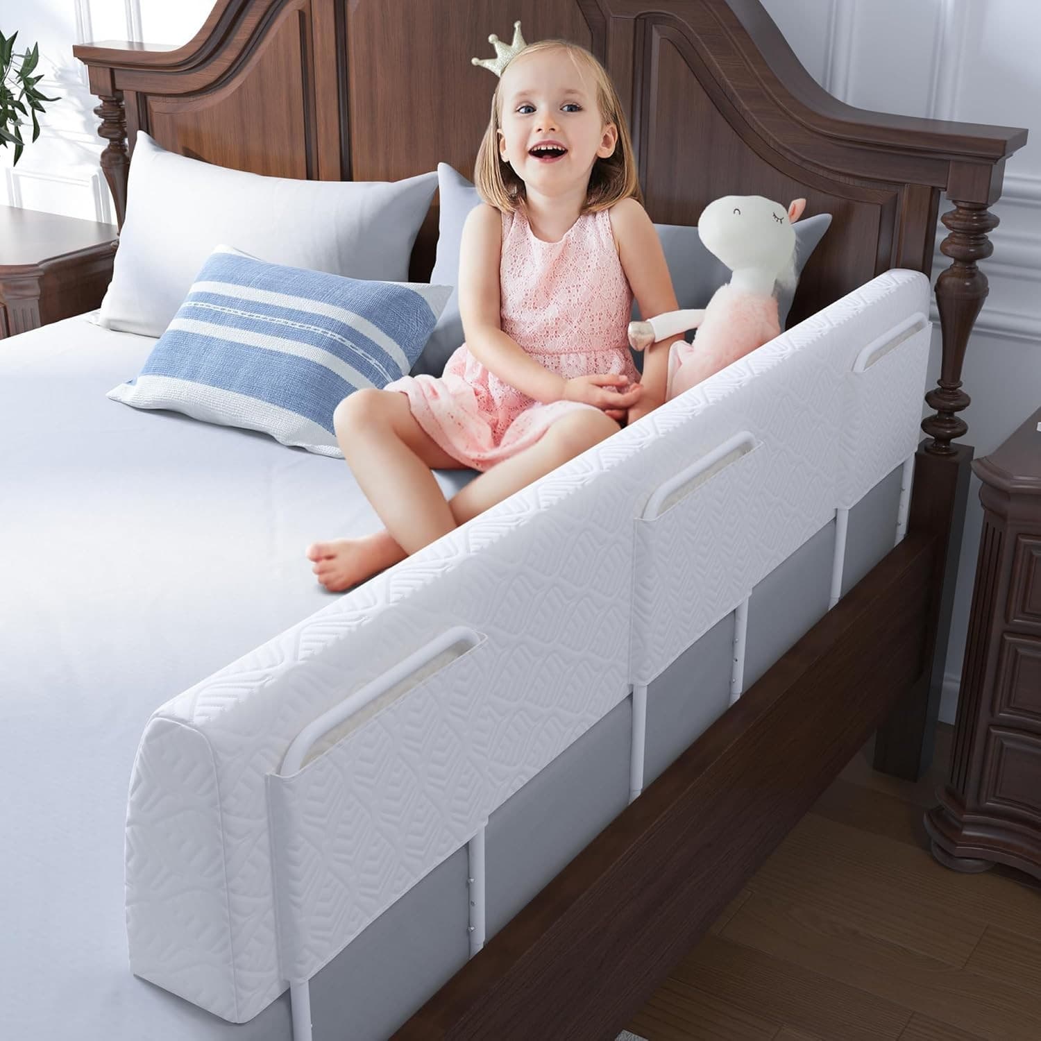 Bed Bumper for Toddlers Foam Safety Guard Soft Bed Rail for Kids 59 in 3 Rails