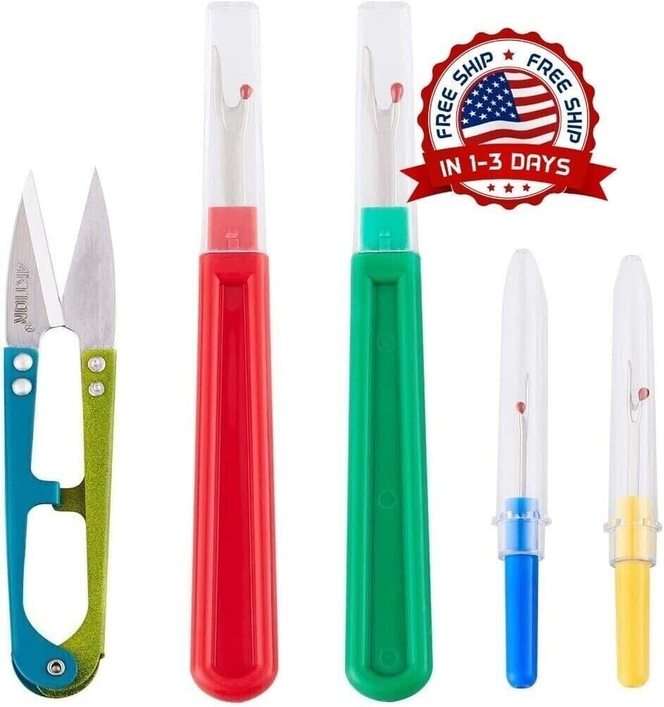 5 Pieces Colorful Seam Ripper Assortment Thread Remover Kit 2 Big and 2 Small US