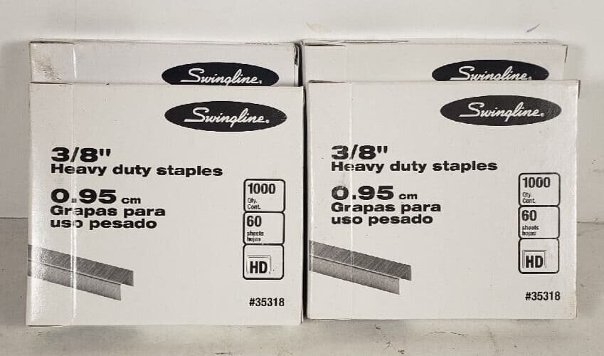 Swingline Heavy Duty Staples, 3/8, 1000 in box pack of 4 60 sheets