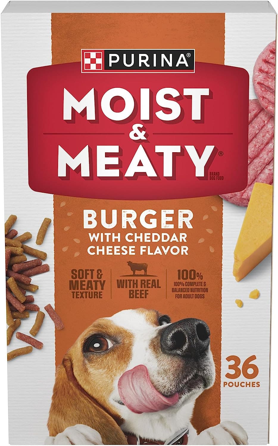 Moist and Meaty Burger With Cheddar Cheese Soft Dog Food Pouches - 36 ct. Pouch