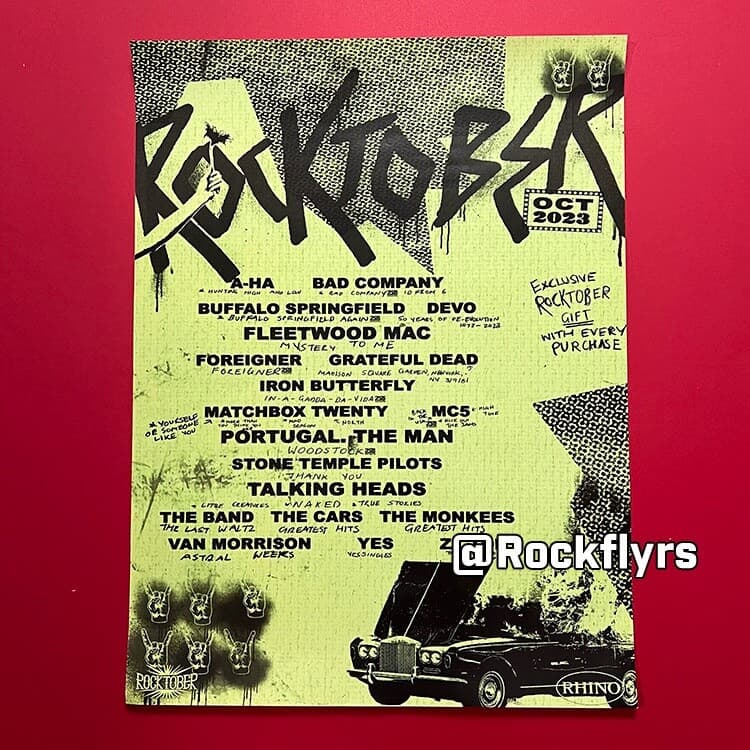 RHINO RECORDS ROCTOBER 2023 18” X 24” Record Label Promo Poster