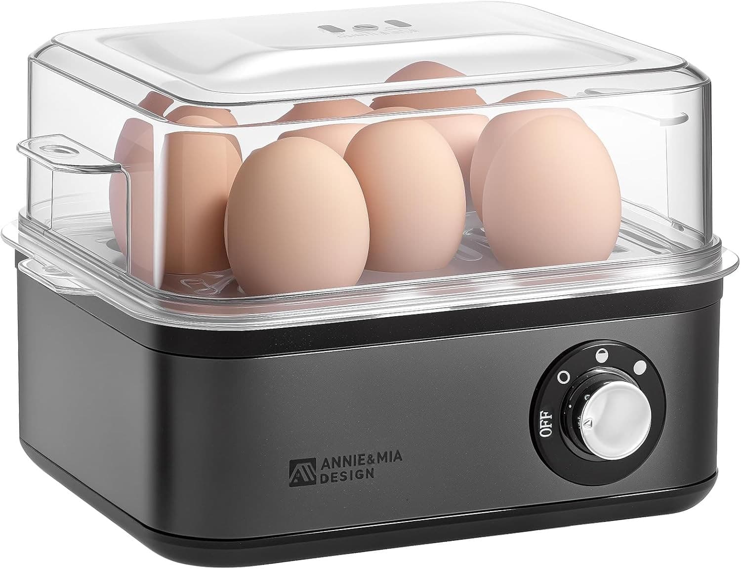 Electric Egg Cooker, Stainless Steel 8 Egg Capacity egg boiler, 500W,Hard,Medium