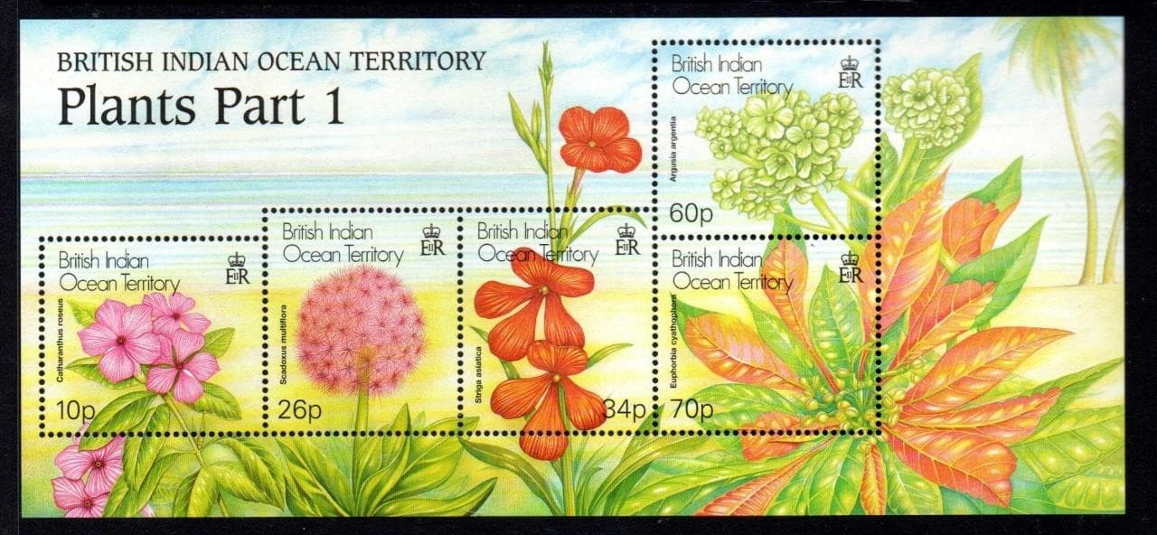 B.I.O.T. MNH 2001 SG259 Plants, Flowers Minisheet